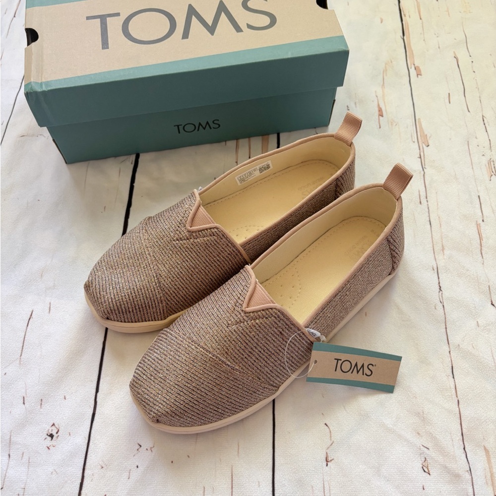 Toms Alpargata Youth- Rose Gold Metallic Kids Shoe